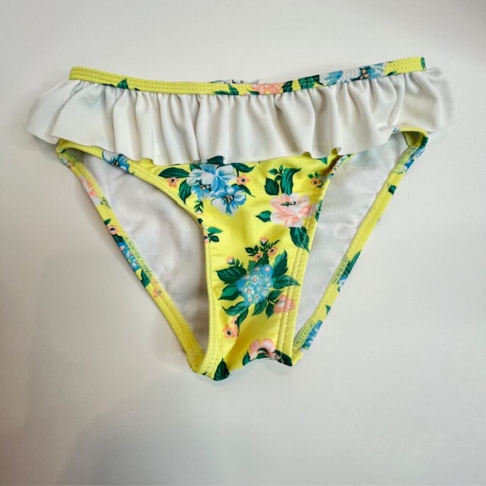 Nicole Miller Kids Floral Ruffle Yellow Bikini Bottoms Sz Medium